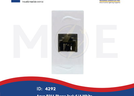 Marlanvil Aqua Telephone Socket | RJ11 Phone Jack 6/4 White | 7664.4 | بريز تلفون ابيض