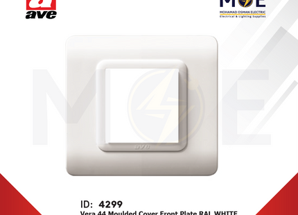 Ave SPA Vera 44 Moulded Cover Front Plate RAL White ( SQUARE ) 2module | 44P32B | بلاك بلاستيك ابيض