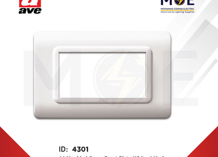 Ave 44 Moulded Cover Front Plate White 4module | 44PY04B | بلاك بلاستيك ابيض