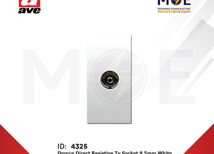 Ave SPA Domus Direct Resistive TV Socket 9.5mm White 1module | 441091 | بريز تلفزيون ابيض