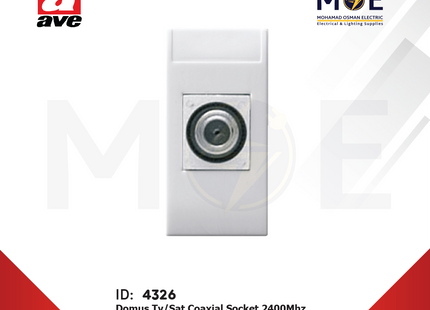 Ave SPA Domus TV-Sat Coaxial Socket 2400Mhz (Withterminal) 9.5mm | 441096F | بريز تلفزيون ابيض