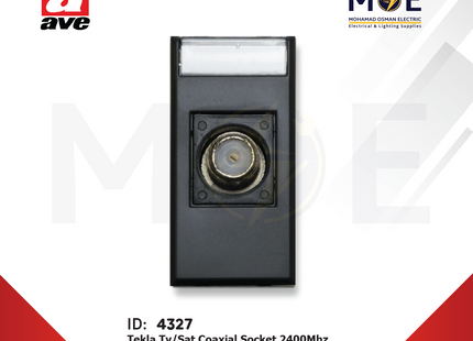 Ave SPA Tekla TV-Sat Coaxial Socket 2400Mhz (Withterminal) 9.5mm | 445096F | بريز تلفزيون اسود ناشف