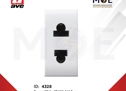 Ave SPA Domus Euro American Standard Socket Outlet White 2P 16A 4/ 4.8mm | 441033 | بريز امريكي اوروبي ابيض