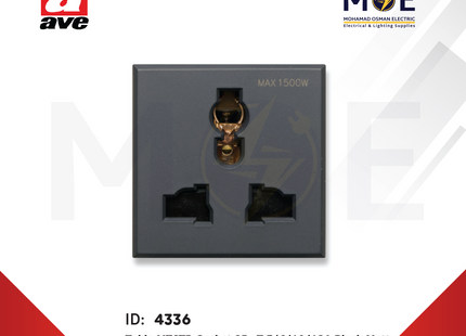 Ave SPA Tekla Multistandard Socket 2P+E 5/6/10/ 13A Black Matt | 445059TS | بريز امان يونيفرسال اسود ناشف