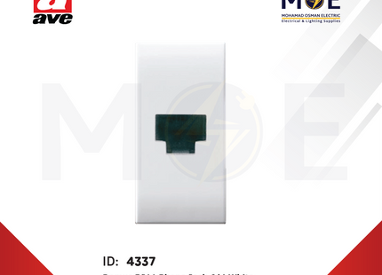 Ave SPA Domus Telephone Socket | RJ11 Phone Jack 6/4 White | 441024 | بريز تلفون ابيض