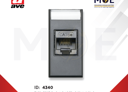 Ave SPA Tekla RJ45 Data Socket Cat6 Black Matt 1module | 445027C6 | بريز داتا اسود ناشف