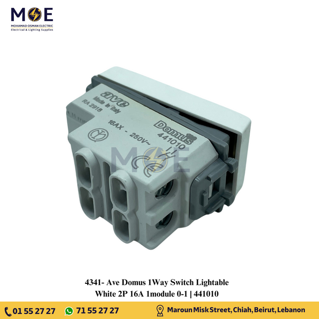 Ave Domus 1Way Switch Lightable White 2P 16A 1module 0-1 | 441010