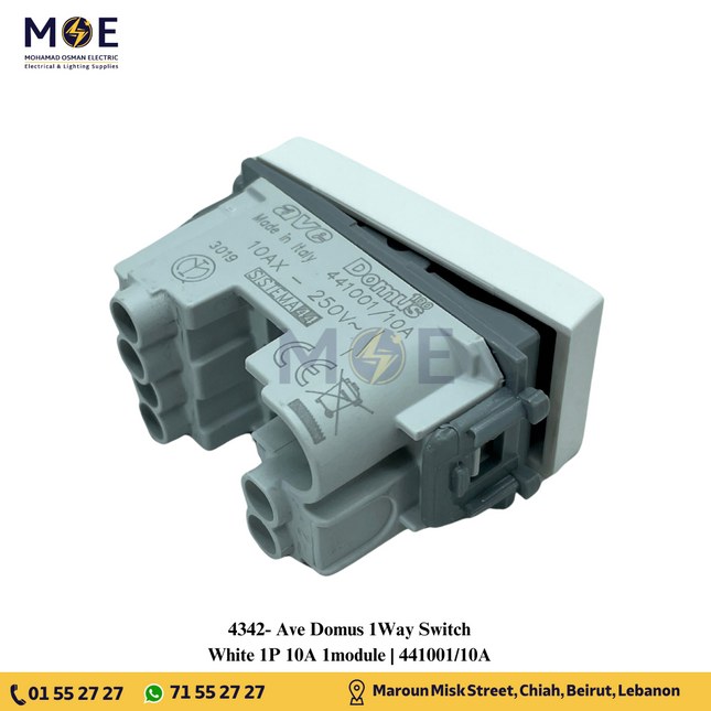 Ave Domus 1Way Switch White 1P 10A 1module | 441001/10A