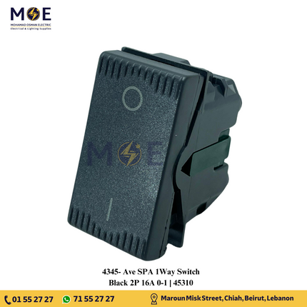 Ave SPA 1Way Switch Black 2P 16A 0-1 | 45310