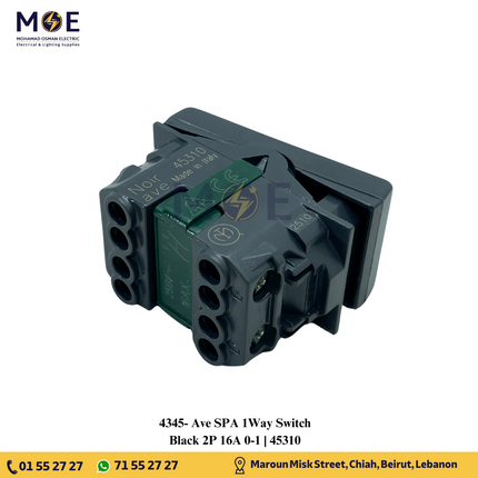 Ave SPA 1Way Switch Black 2P 16A 0-1 | 45310