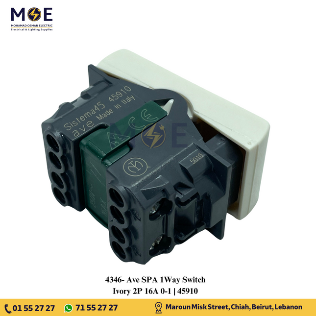 Ave SPA 1Way Switch Ivory 2P 16A 0-1 | 45910