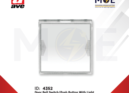 Ave Door Bell Switch/ Push Button With Light + Name-Plate 1P 10A 2Module | 441005TP/2 | كباس جرس باسم مع لمبة