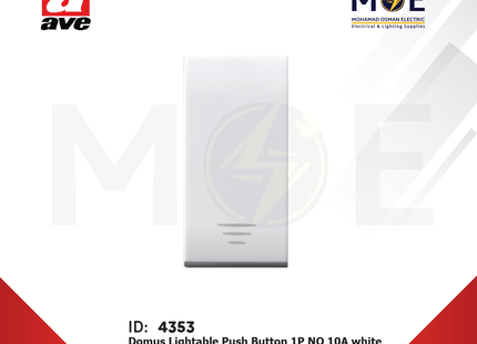 Ave SPA/ Domus Lightable Push Button 1P NO 10A white 1Module | 441005 | كباس جرس داخلي مع لمبة