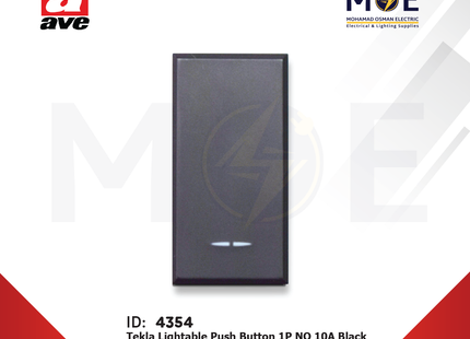 Ave SPA/ Tekla Lightable Push Button 1P NO 10A Black matt 1Module | 445005 | كباس جرس داخلي مع لمبة