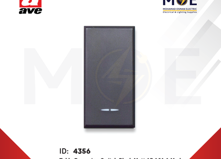 Ave SPA Tekla Reversing Switch Black Matt 1P 16A 1Module | 445004 | مفتاح تربل دركسيون اسود ناشف