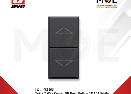 Ave SPA Tekla 2Way Center Off Push Button 1P 10A Black 1module | 445053 | مفتاح كباس ستور مع زر ايقاف في الوسط اسود