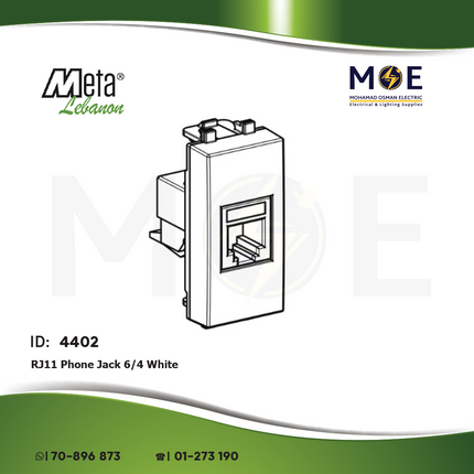 Meta Telephone Socket | RJ11 Phone Jack 6/4 White | 43B024