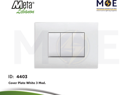 Meta Cover Plate White 3module | 43BP03BB | بلاك بلاستيك ابيض