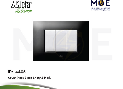 Meta Cover Plate Black Shiny 3module | 43BP03NAL | بلاك بلاستيك اسود لميع