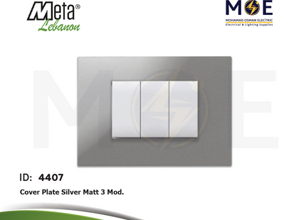 Meta Cover Plate Silver Matt 3module | 43BP03AO | بلاك بلاستيك فضي مات