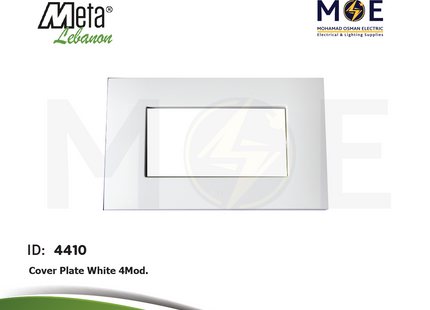 Meta Cover Plate White 4module | 43BP04BB | بلاك بلاستيك ابيض
