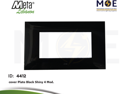 Meta Cover Plate Black Shiny 4module | 43BP04NAL | بلاك بلاستيك اسود لميع
