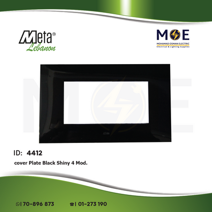 Meta Cover Plate Black Shiny 4module | 43BP04NAL