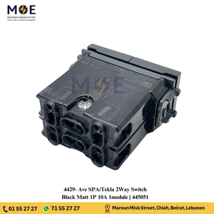 Ave SPA/Tekla 2Way Switch Black Matt 1P 10A 1module | 445051