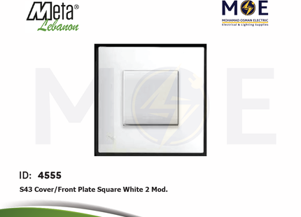 Meta S43 Cover/ Front Plate Square White 2module | 43BP32BB | بلاك بلاستيك ابيض
