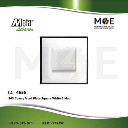 Meta S43 Cover/ Front Plate Square White 2module | 43BP32BB