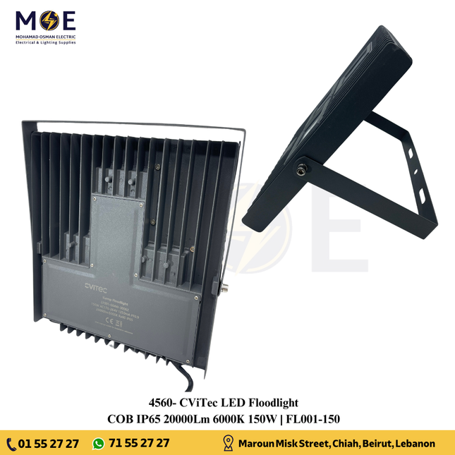 CViTec COB LED Floodlight 150W 6000K 20000Lm IP65 | FL001-150