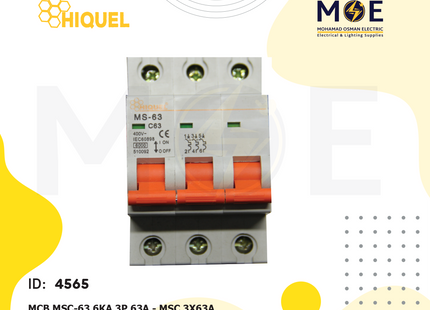 Hiquel MCB MSC-63 6kA 3P 63A | MSC | دجنتور كهرباء ثلاثة فاز