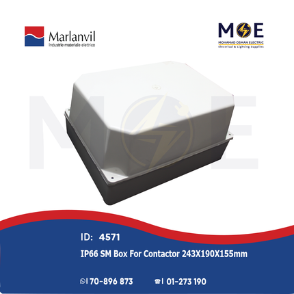 Marlanvil IP66 Sealed Surface Mounting Box For Contactor 243X190X155mm | 010.CA.G