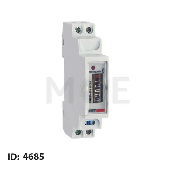 Vemer Single-Phase Energy Meter KwH 230V AC 50/60Hz 25A 1module | Energy-230 Micro-VE321600