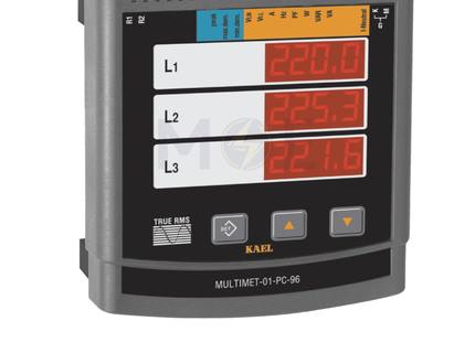 Kael Digital MultiMeter Panel Mount Alarms Relay Output 2 piece N.O 5A 96x96x56mm | MULTIMET01PC96 | ساعة امبير و فولت و هيرتز على درفة