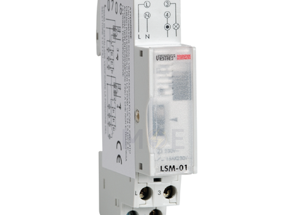 Vemer Electromechanical Stair Case Light Switch Din 2 Positions Selector:Timed-ON 230V AC 45s/7Min. 1module | LSM-01-VE073300 | تايمر درج على سكة