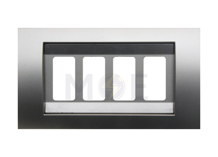Abbas Carol Cover Plate Steel*Steel 4module | 2700-06-CRL-ADP | بلاك مربع ستانلس على ستانلس مع ادبتر