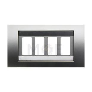 Abbas Carol Cover Plate Steel*Steel 4module | 2700-06-CRL-ADP | بلاك مربع ستانلس على ستانلس مع ادبتر
