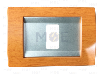 Abbas Carol Cover Plate Steel*Wooden Cherry 1module | 2700-01-CRL-ADP | بلاك مفرد ستانلس على خشبي كرزي مع ادبتر