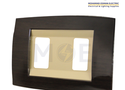 Abbas Derem Cover Plate Gold Matt*Dark Brown Gloss 2module | 2800-14-DRM-ADP | بلاك مجوز دريم ذهبي مات على خشبي غامق لميع مع ادبتر