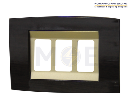 Abbas Derem Cover Plate Gold Matt*Dark Brown Gloss 3module | 2800-14-DRM-ADP | بلاك مثلث دريم ذهبي مات على خشبي غامق لميع مع ادبتر