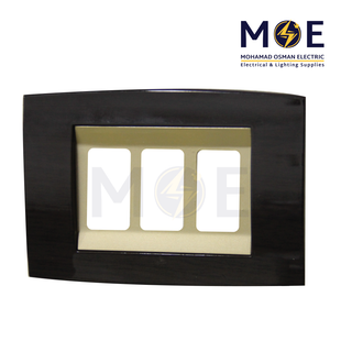 Abbas Derem Cover Plate Gold Matt*Dark Brown Gloss 3module | 2800-14-DRM-ADP | بلاك مثلث دريم ذهبي مات على خشبي غامق لميع مع ادبتر