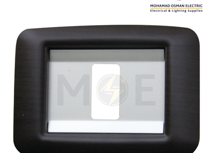 Abbas Haydi Cover Plate Stainless*Dark Wooden Matt 1module | 3000-11-HYD-ADP | بلاك مفرد هايدي ستانلس على خشبي غامق مات مع ادبتر