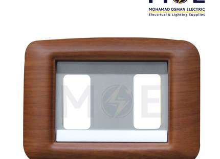 Abbas Haydi Cover Plate Steel*Cherry Delux Matt 2module | 3000-03-HYD-ADP | بلاك مجوز هايدي ستانلس على كرزي فاخر مات مع ادبتر