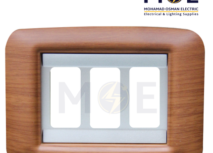 Abbas Haydi Cover Plate Steel*Cherry Delux Matt 3module | 3000-03-HYD-ADP | بلاك مثلث هايدي ستانلس على كرزي فاخر مات مع ادبتر