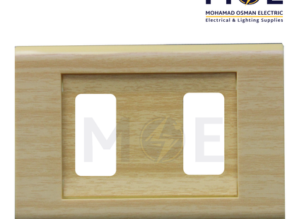Abbas Margo Cover Plate Aro Light*Aro Light 2module | 2900-22-MRG-ADP | بلاك مفرد مارجو خشبي سندياني ارو فاتح على ارو فاتح مع ادبتر