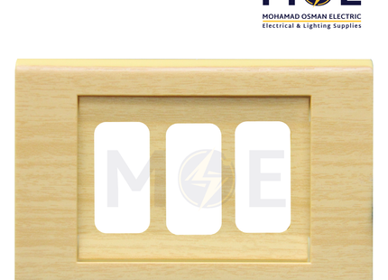 Abbas Margo Cover Plate Aro Light*Aro Light 3module | 2900-22-MRG-ADP | بلاك مفرد مارجو خشبي سندياني ارو فاتح على ارو فاتح مع ادبتر