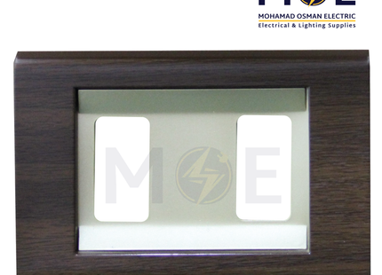Abbas Margo Cover Plate Brown Wooden*Gold Matt 2module | 2900-28-MRG-ADP | بلاك مجوز مارجو ذهبي ماتخشبي بني مع ادبتر