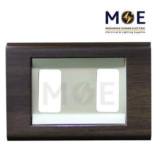 Abbas Margo Cover Plate Brown Wooden*Gold Matt 2module | 2900-28-MRG-ADP | بلاك مجوز مارجو ذهبي ماتخشبي بني مع ادبتر