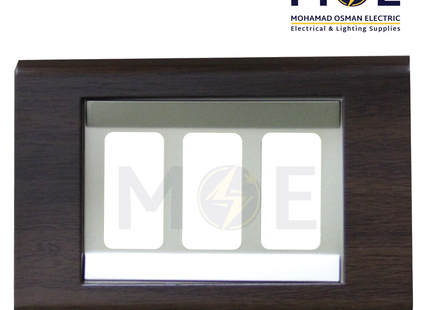 Abbas Margo Cover Plate Brown Wooden*Gold Matt 3module | 2900-28-MRG-ADP | بلاك مثلث مارجو ذهبي ماتخشبي بني مع ادبتر